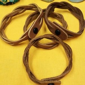 Leather Mystery Braid Snap Bracelet